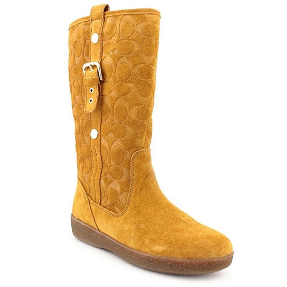 Coach Tullip Signature Suede Boots in Camel